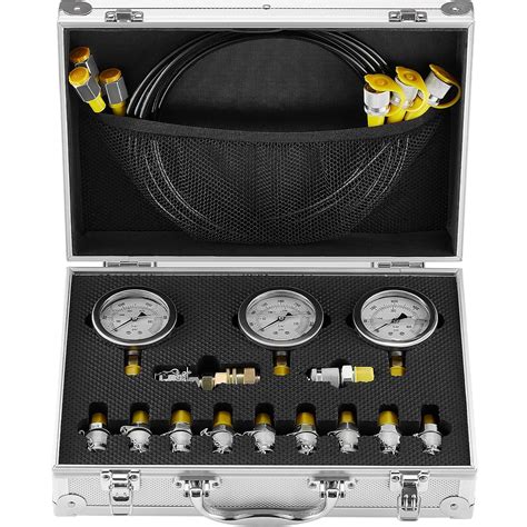VEVOR Hydraulic Test Kit - 250/400/600bar, 3 Gauges & Couplings, 3 Test ...