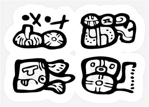Four Maya Symbols - Mayan script - Mayan glyphs sold by Chris Butler ...