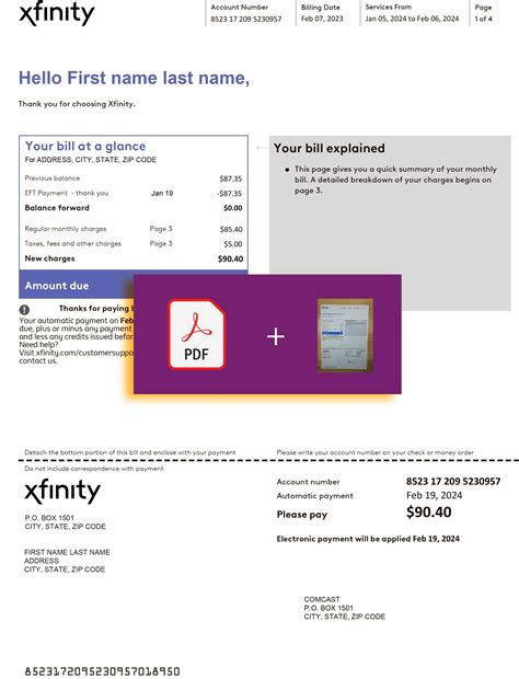 Xfinity Cable Bill Template — Address Verification | USA, 24h