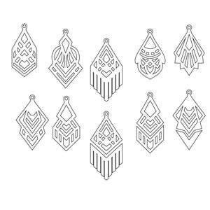 Buy Faux Leather Geometric Earrings Set, Laser Cut Templates, Cutting ...