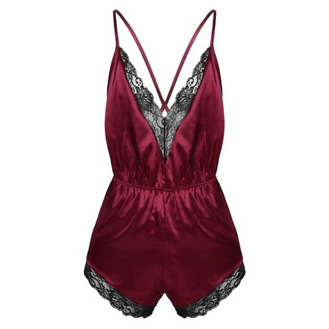 Cheap Men Sexy Lingerie Spaghetti Strap Lace Trimmed Satin Sleepwear ...
