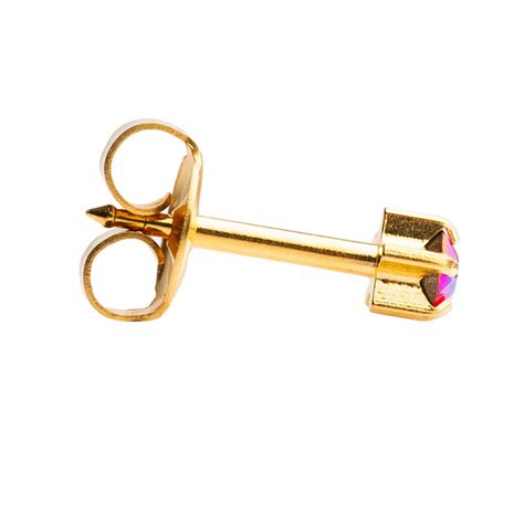 3MM Light Siam 24K Pure Gold Plated Piercing Ear Stud – E-Beautify Asia