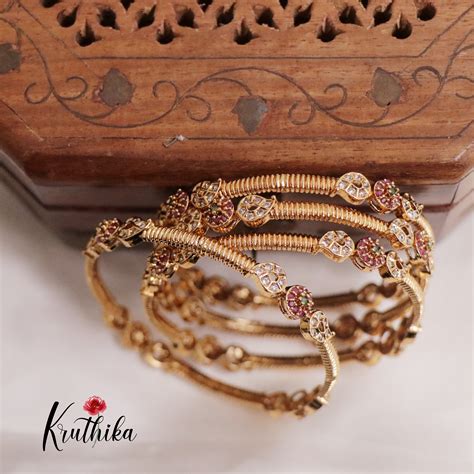 Trendy Kemp Floral Bangles B242 (Set of 4 Bangles) – Kruthika Jewellery