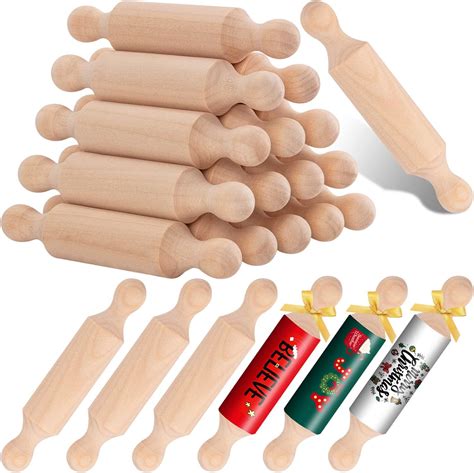 20PCS Mini Rolling Pins for Crafts, Small Wooden Dough Roller for ...