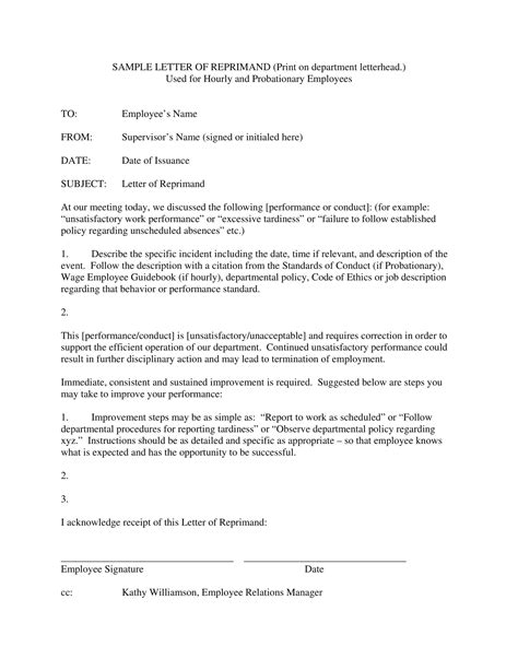 61+ Free Printable Letter Of Reprimand Templates [Word] Example