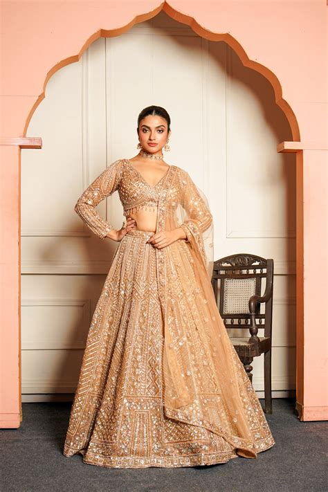 Hand-Embellished Net Crop Top and Lehenga Set – Sivisha Studio