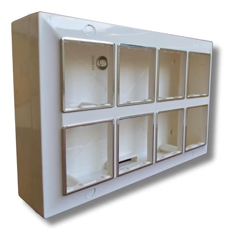 ORMOR Modular Surface Mount Gang Box (16 Module-White) Silver Line ...