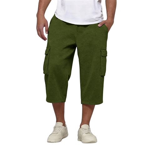 Dwelliawo Men's Capri Pants Cargo Long Shorts Cargo Capri Shorts Below ...