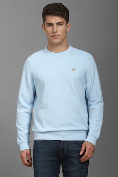 Buy Men Casual Blue Textured Sweatshirt Online - 39740868 | Louis Philippe