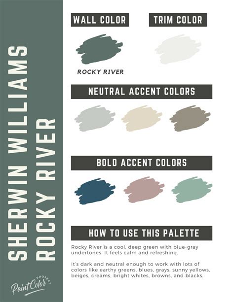 Sherwin Williams Rocky River Paint Color Palette - The Paint Color Project