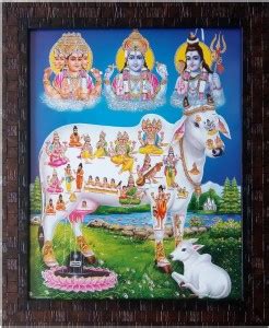 Art collection Kamdhenu Cow With Calf Kamdhenu Cow Vastu Photo Frame ...