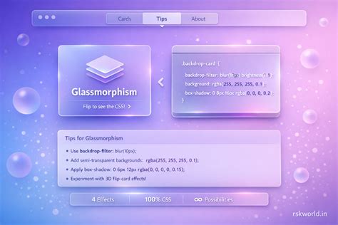 RSK World - Glassmorphism Card Effect | Frosted Glass UI, Backdrop Blur ...