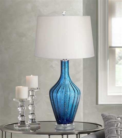 Buy Possini Euro Design Coastal Table Lamp 29 Tall Blue Fluted Art ...