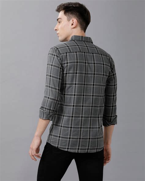 CP BRO Men's Cotton Checked Full Sleeve Slim Fit Polo Neck Grey Color