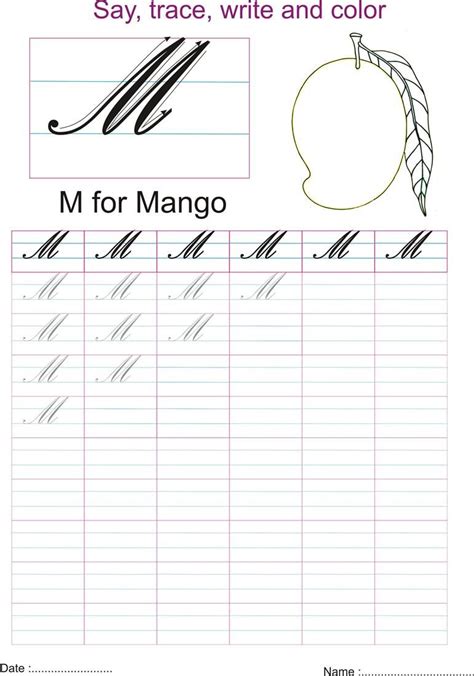 Cursive Capital Letter M Worksheet
