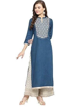 Buy Varanga Teal gota Patti Embroidered Straight Solid Kurta with Ivory ...