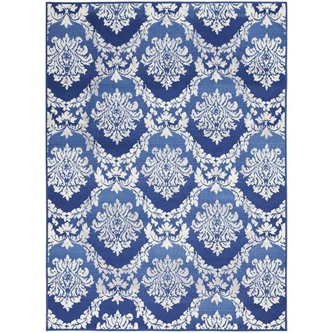 HomeRoots 5 X 7 (ft) Rag Blue Indoor Floral Area Rug 4000385820 at ...