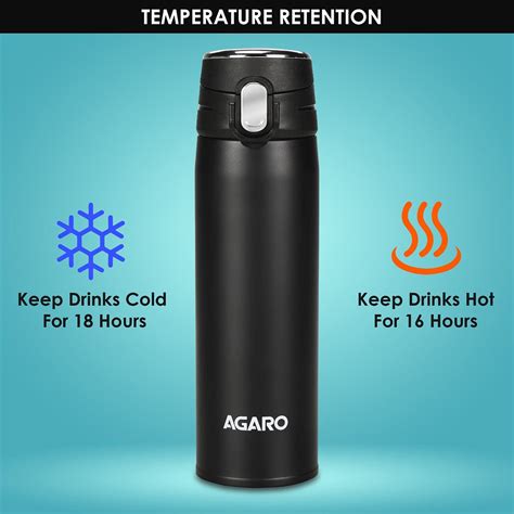 AGARO Galaxy Stainless Steel Vacuum Flask, 500ML - Black | AGARO