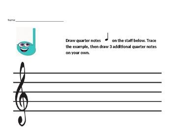 Quarter Note Drawing Practice by Music Teacher's Shop | TPT