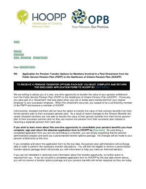 Fillable Online Sample Application Form for Members of HOOPP and OPB ...