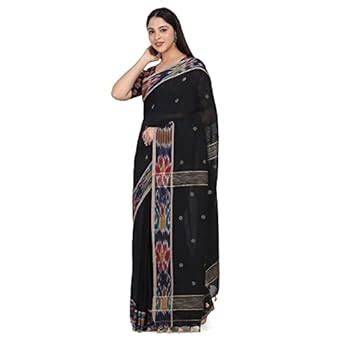 Buy THE WEAVE TRAVELLER Handloom Women's Cotton Jamdani Saree With ...
