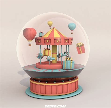 C4D模型 卡通游乐场水晶球C4D模型 含贴图 含材质 - CGUFO