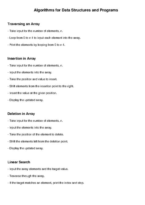 DSA Algorithms: Key Concepts of Array and Linked List Operations - Studocu