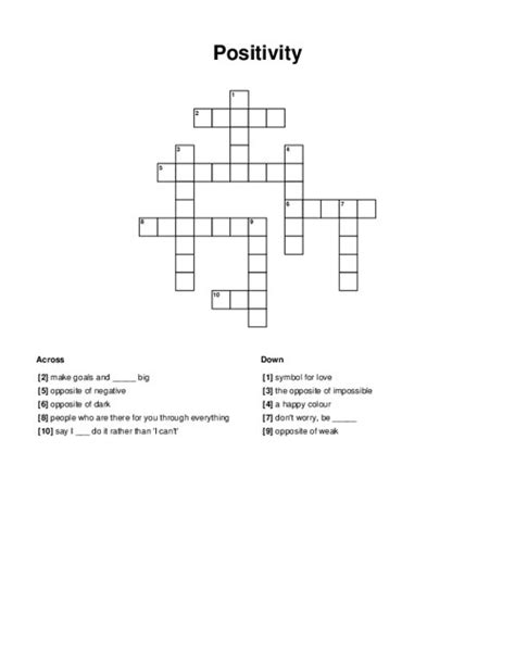 Positivity Crossword Puzzle