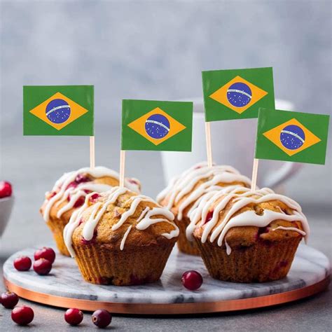 Buy Brazil Toothpick Flag, Cupcake Flag, 100Pcs Cocktail Sticks, Mini ...