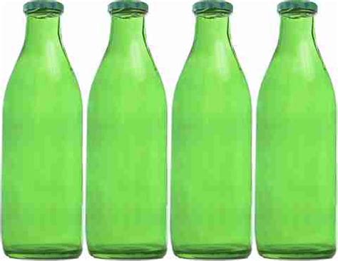 GOODLIFE Set of 4, Green Coloured Multipurpose Glass Water Bottle 1000 ...