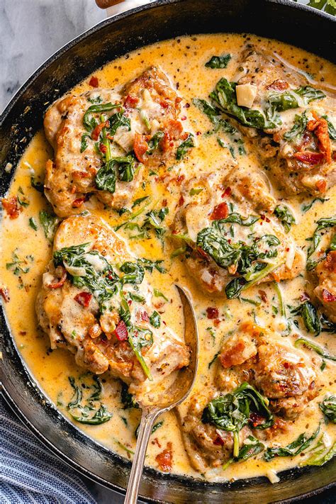 Creamy Garlic Chicken Recipe with Spinach and Bacon — Eatwell101