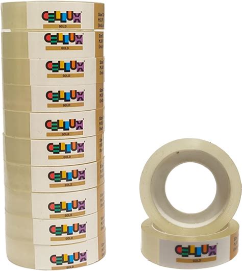 CELLUX 12 Rolls Gold Transparent Tape Refills, Clear Tape, Cello Tape ...