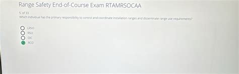 Solved: Range Safety End-of-Course Exam RTAMRSOCAA 5 of 33 Which ...