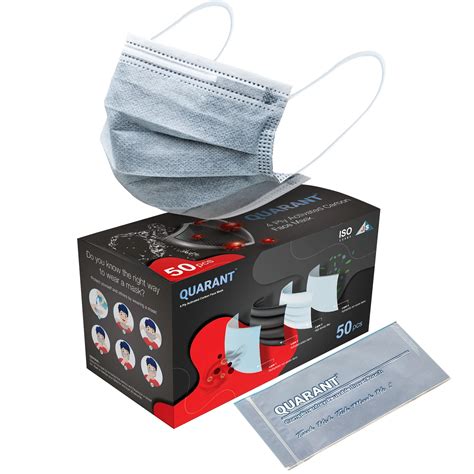 QUARANT 4 Ply Activated Carbon Surgical Face Mask with Nose Pin