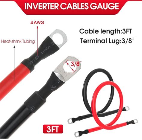 4 AWG Battery Cable 4AWG Gauge Pure Copper Battery Inverter Cables with ...