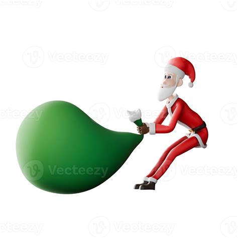 Holiday Santa Claus 3D Design. A tall Santa Claus pulls a sack of ...