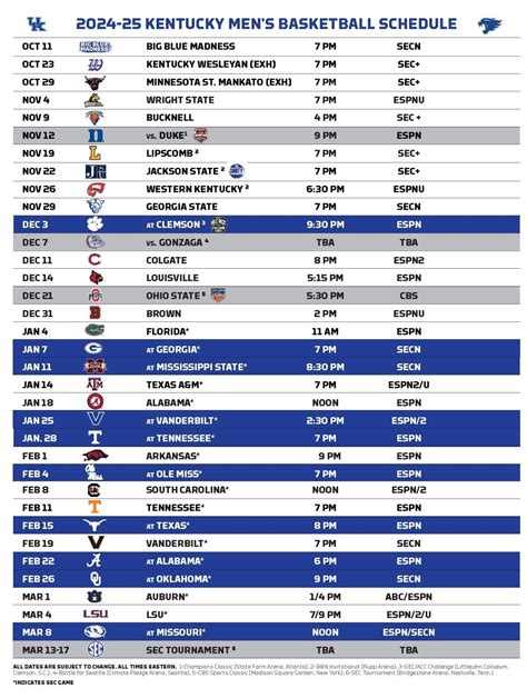 2024-25 Kentucky Basketball Schedule, Times, TV Channels And More | A ...