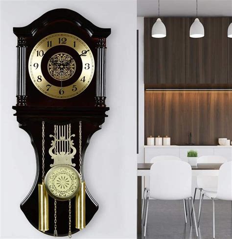 ZGJYSP Buy Cherry Tone Chiming Pendulum Wall Clock at Ubuy India