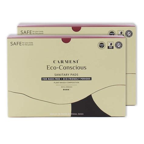 Buy CarmesiEco-Conscious Sanitary Pads - 60 Pads (XL) for Heavy Flow ...