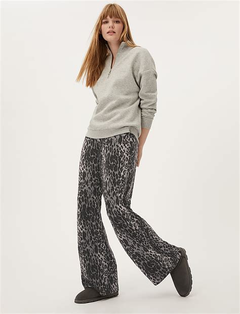 Buy JERSEY ANIMAL PRINT WIDE LEG JOGGER at Marks & Spencer