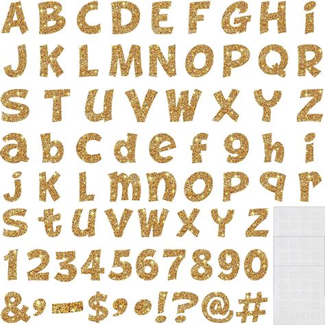 Buy 72 Pcs Gold Glitter Bulletin Board Letters Pack Playful Alphabet ...