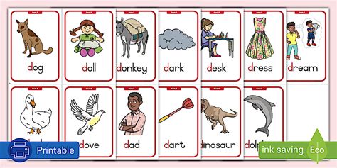 Grade R English - Phonics - Flashcards: D (CAPS Aligned)