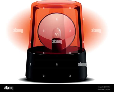 detailed illustration of a red flashing light, symbol for alert and ...