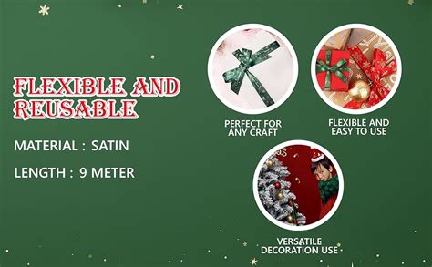 Forty Wings 18 Meter (9 Meter Each) Red Green Satin Christmas Printed ...