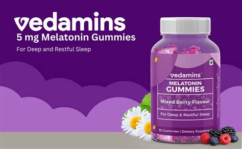 Vedamins 5mg Melatonin Gummies I Sleep Aid for Men & Women I ...