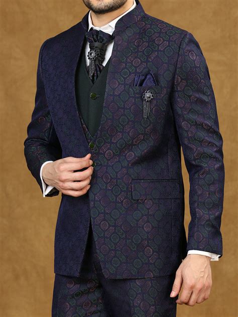Geometric Jacquard High Neck Suit with scarf – Essas Club