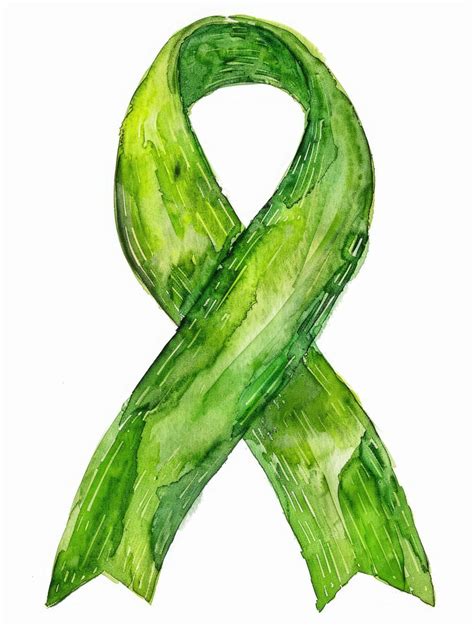 Watercolor Lime Green Cancer Ribbon for Lymphoma Awareness and Support ...