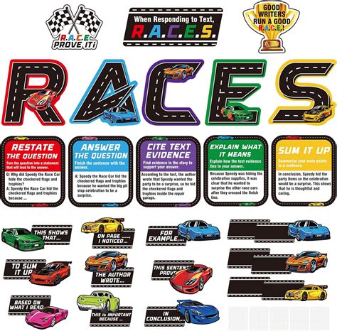 Amazon.com: Cinrobiye 37 Pcs Races Writing Process Bulletin Board ...