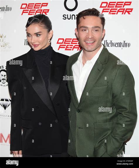 London, UK. Amy Jackson and Ed Westwick at the Deep Fear film premiere ...