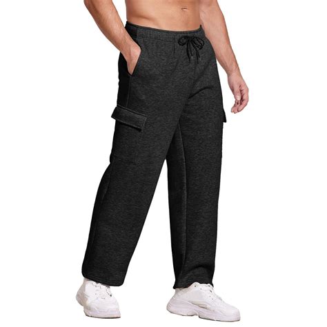 Tosmy Men's Pants Male Lined Sweatpants Open Bottom Cargo Sweat Pants ...